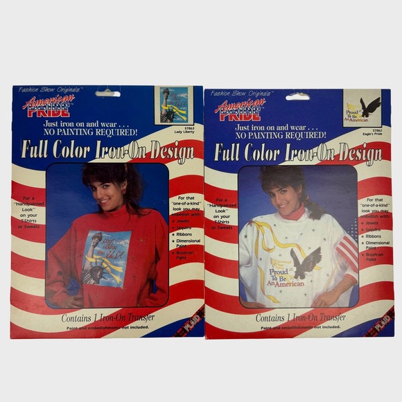 Plaid Other - Vintage 1990 American Pride Iron On Transfers Lady Liberty Eagle Set of 2